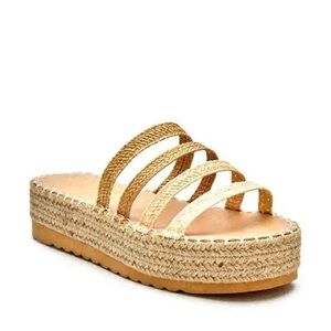 Matisse Tan Espadrille Sandals L*space 8 NIB New Gwen Natural multi